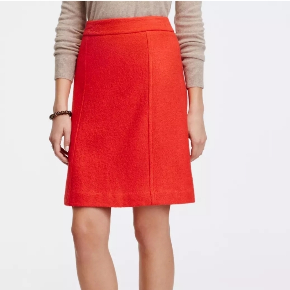 Ann Taylor red boiled wool skirt sz 2 WSK91